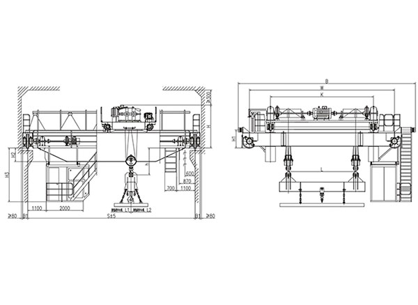  15t電磁掛梁橋式起重機（掛梁垂直主梁）